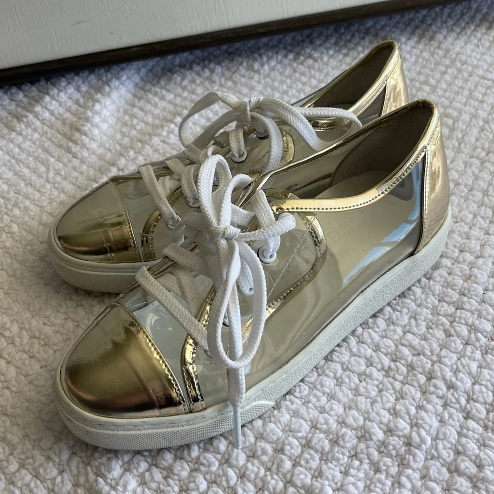 Here/now Jess platform clear and gold sneakers